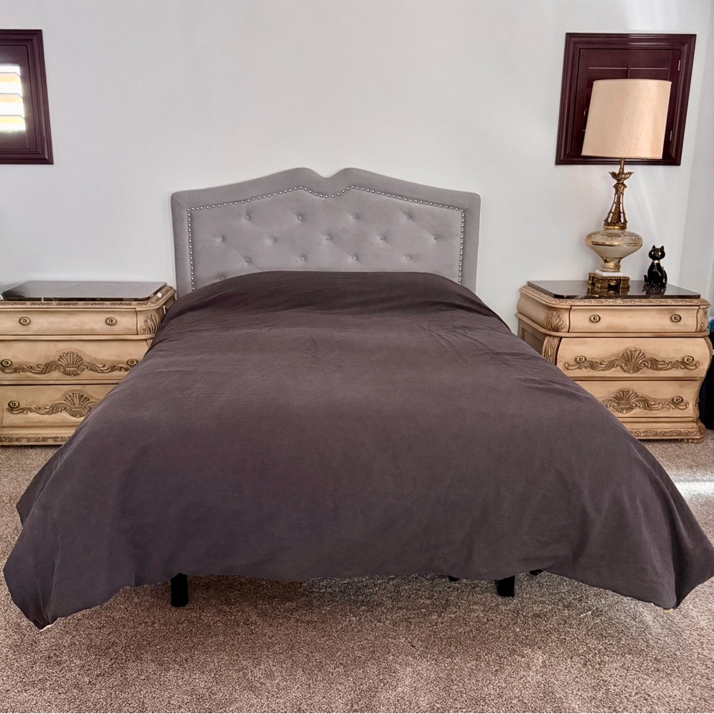 Dransfield & Ross Lancaster Linen Blend Duvet Cover Raven Full Queen Ivory Trim - Picture 4 of 15